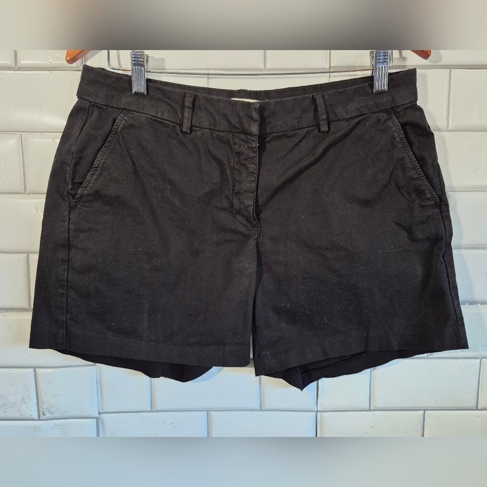 Mudo Collection Ladies Black Cotton Chino Shorts Flat Front Pockets Classic Si